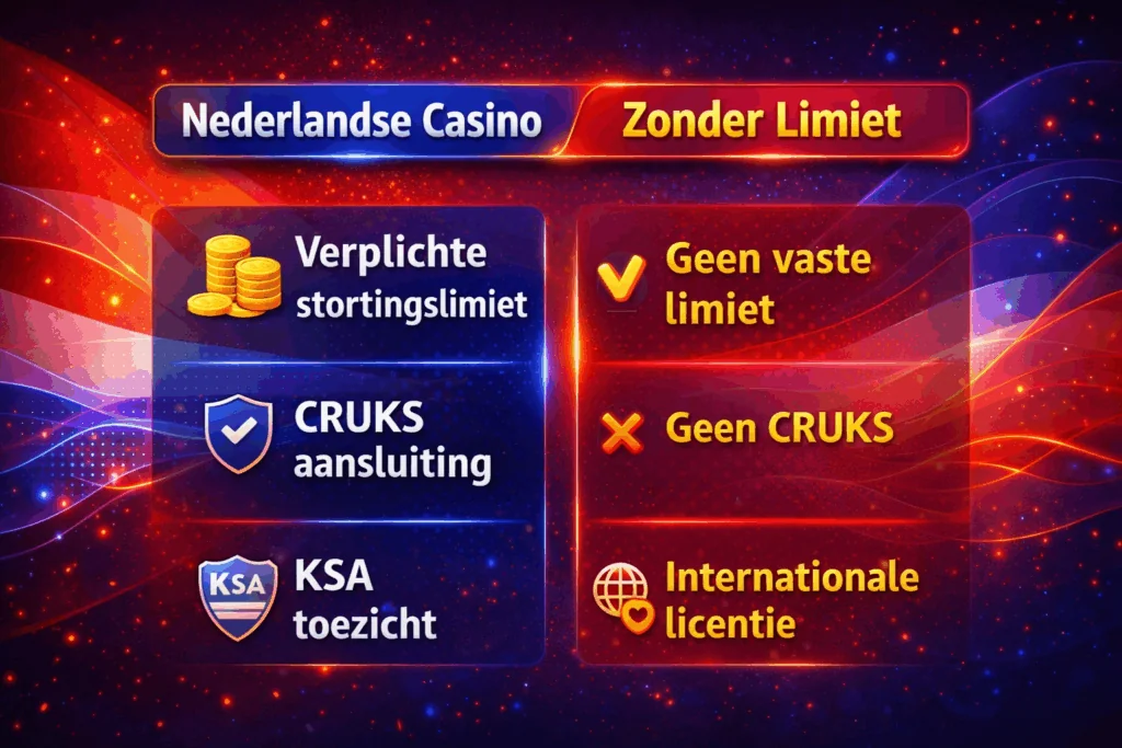 Vergelijking stortingslimieten casino zonder limiet